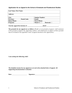 Application for an Appeal to the School of Graduate and