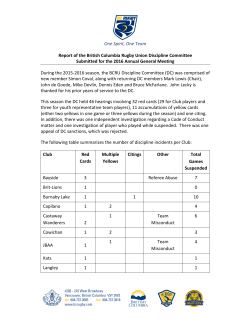 One Spirit, One Team Report of the British Columbia