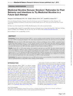 Medicinal nicotine nonuse: smokers` rationales for Past Behavior