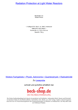 Radiation Protection at Light Water Reactors - Toc - Beck-Shop
