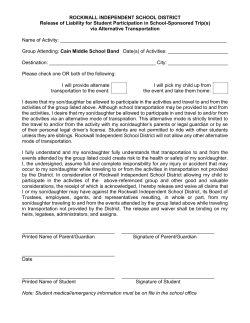 RISD Alternative Transportation Form