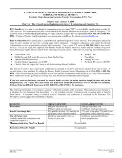 Consumers Energy 2014 scheduleof benefits