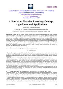 A Survey on Machine Learning: Concept, Algorithms and Applications