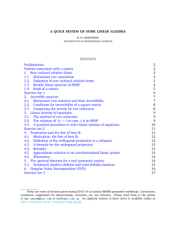 A QUICK REVIEW OF SOME LINEAR ALGEBRA Preliminaries 2