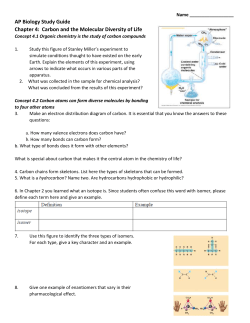 9th Grade AP Biology Study Guide - Chapter 4 Carbon Chemistry