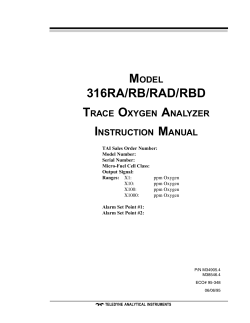 316RA/RB/RAD/RBD - Teledyne Analytical Instruments