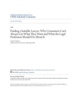 Finding a Suitable Lawyer: Why Consumers Can`t Always Get What
