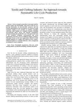 Textile and Clothing Industry: An Approach towards Sustainable Life