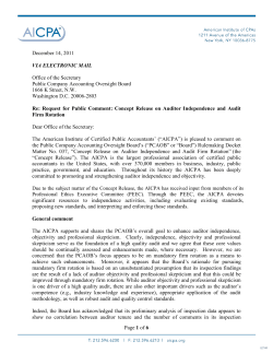 AICPA Letter to PCAOB Regarding Auditor
