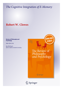 The Cognitive Integration of E-Memory Robert W - FCSH-Nova