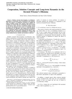 Cooperation, Solution Concepts and Long