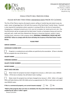 The City of Des Plaines requires all property owners selling or