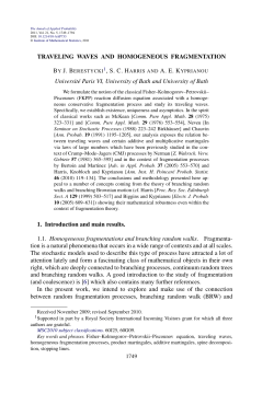 Traveling waves and homogeneous fragmentation