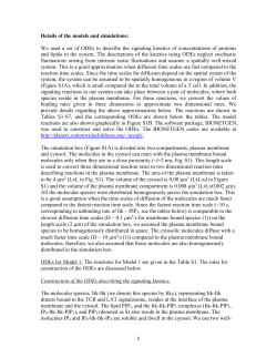 Details of the models and simulations: We used a set of ODEs to