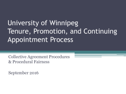 University of Winnipeg Tenure, Promotion, and Continuing