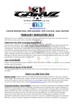 Latest from the GSA Coaching Department