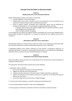 Excerpts from the Rules on Doctoral studies