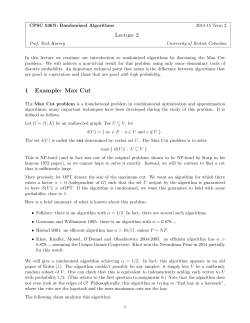 Lecture 2 1 Example: Max Cut