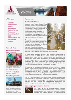 In This Issue From Left Field Autumn 2017 Muirfield Staff News