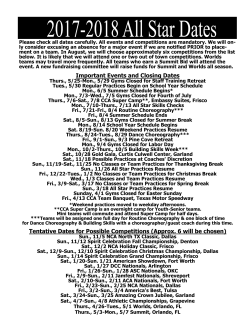 Important Events and Closing Dates Tentative Dates for Possible