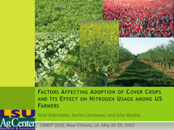 Factors Affecting Adoption of Cover Crops and Its Effect on Nitrogen