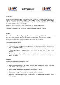 Introduction Games, Games, Games. Let your mind freefall through