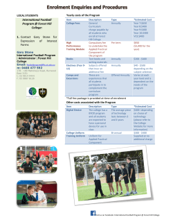 International Football Program @ Forest Hill College: 1. Contact