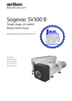Oerlikon Leybold SOGEVAC SV300B Vacuum Pumps