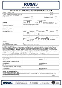 Dog Show Licence Application-Loaned to Organisers of the