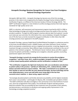 Annapolis Oncology Receives Recognition for Cancer Care from