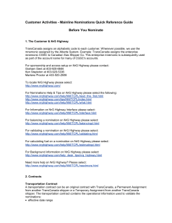 Mainline Nominations Quick Reference Guide