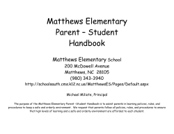 Matthews Elementary Parent - Student Handbook