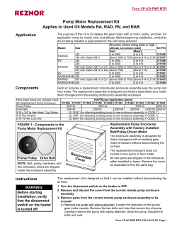 Pump Motor Replacement Kit Applies to Used Oil Models RA, RAD