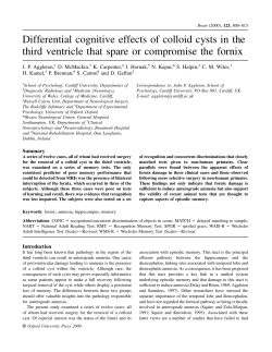 Differential cognitive effects of colloid cysts in the third ventricle that