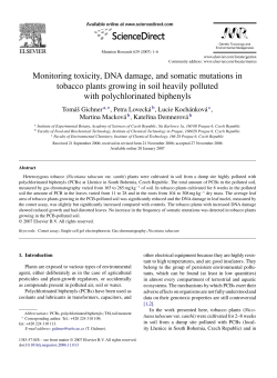Monitoring toxicity, DNA damage, and somatic mutations in tobacco