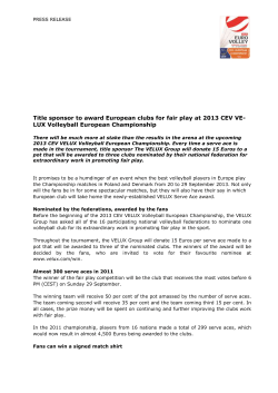Title Sponsor to Award European Clubs for Fair Play at