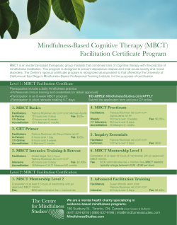 Mindfulness-Based Cognitive Therapy (MBCT) Facilitation