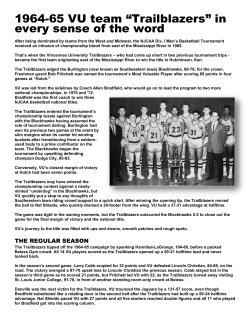 1964-65 VU team &ldquo;Trailblazers&rdquo; in every sense of the word