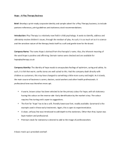 Hope &ndash; A Play Therapy Business Brief: Develop a print