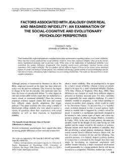 factors associated with jealousy over real and imagined infidelity