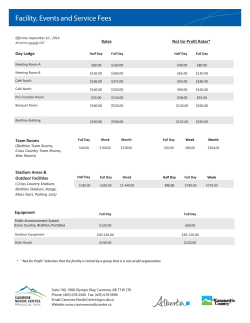 Rates Not for Profit Rates* Day Lodge Team Rooms Stadium Areas