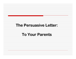 The Persuasive Letter: To Your Parents