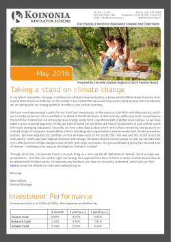 March - Koinonia KiwiSaver Scheme