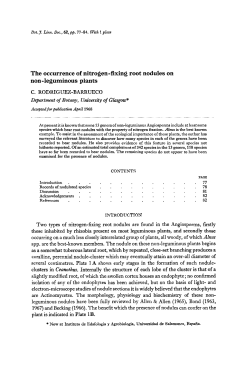 The occurrence of nitrogenfixing root nodules on