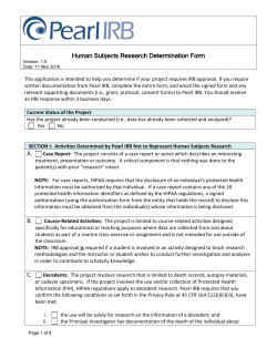 Human Subjects Research Determination Form