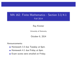 MA 162: Finite Mathematics - Section 3.3/4.1
