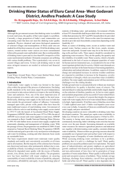 Drinking Water Status of Eluru Canal Area