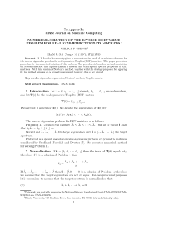 To Appear In SIAM Journal on Scientific