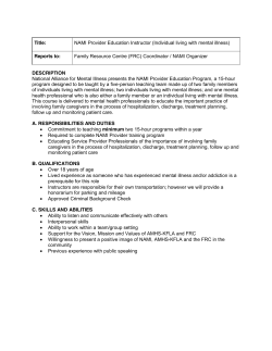 NAMI Provider Education Instructor (Individual living with mental