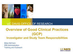 Overview of Good Clinical Practices (GCP) Investigator and Study
